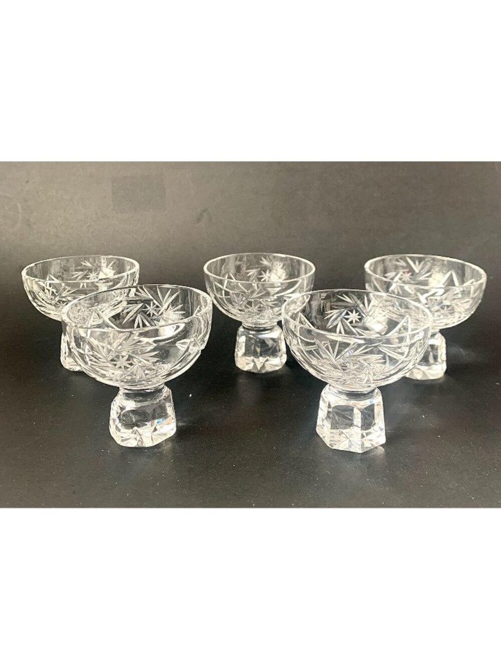 5 Vintage Nachtmann Crystal Cordial Coupes German Cut Glass Liqueur Glasses